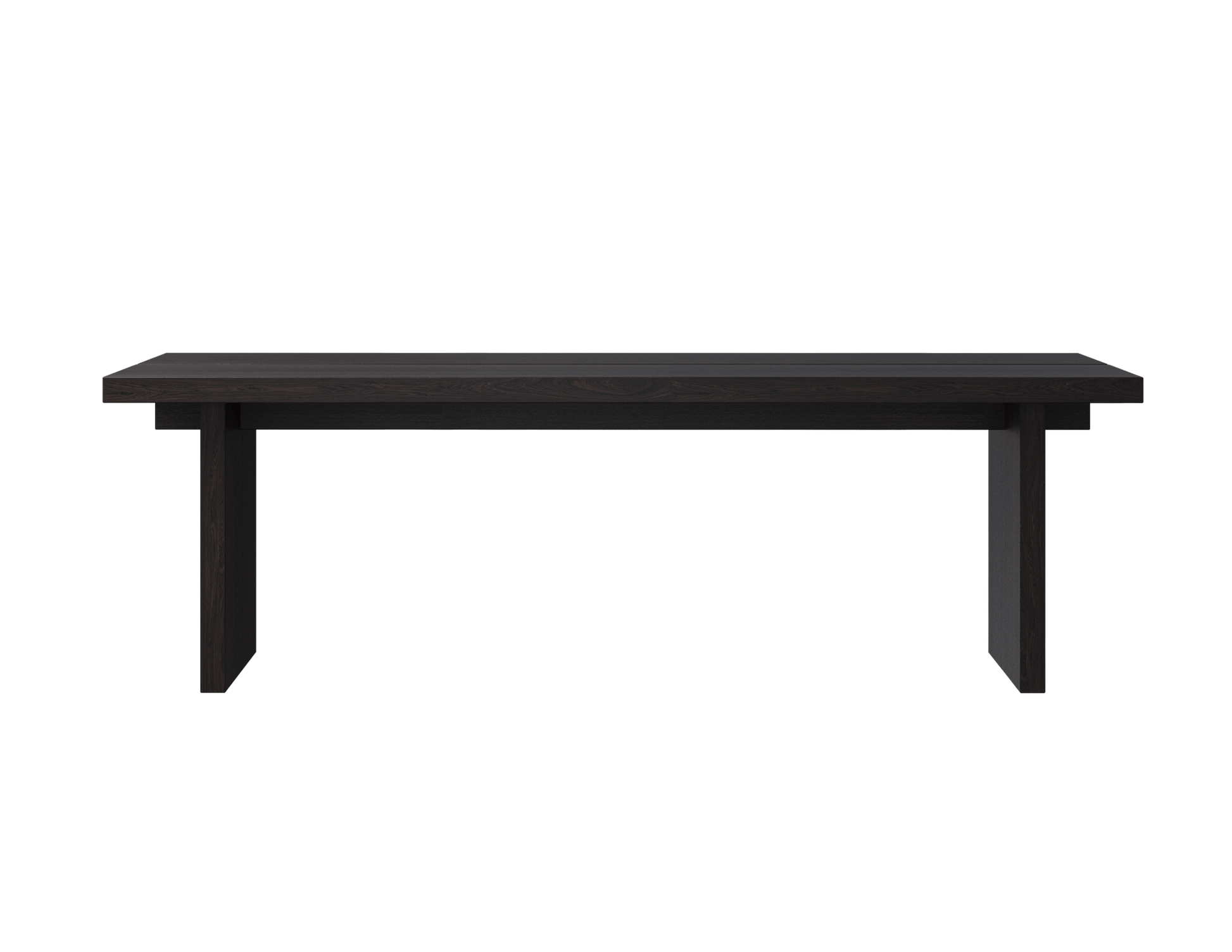 Rectangular KANJI dining table in smoked oak finish, 160 cm long, 80 cm wide, with a 4 cm thick tabletop.