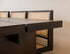 Rectangular KANJI dining table in smoked oak finish with 160cm length, 80cm width, and 4cm thickness, modern wood dining furniture