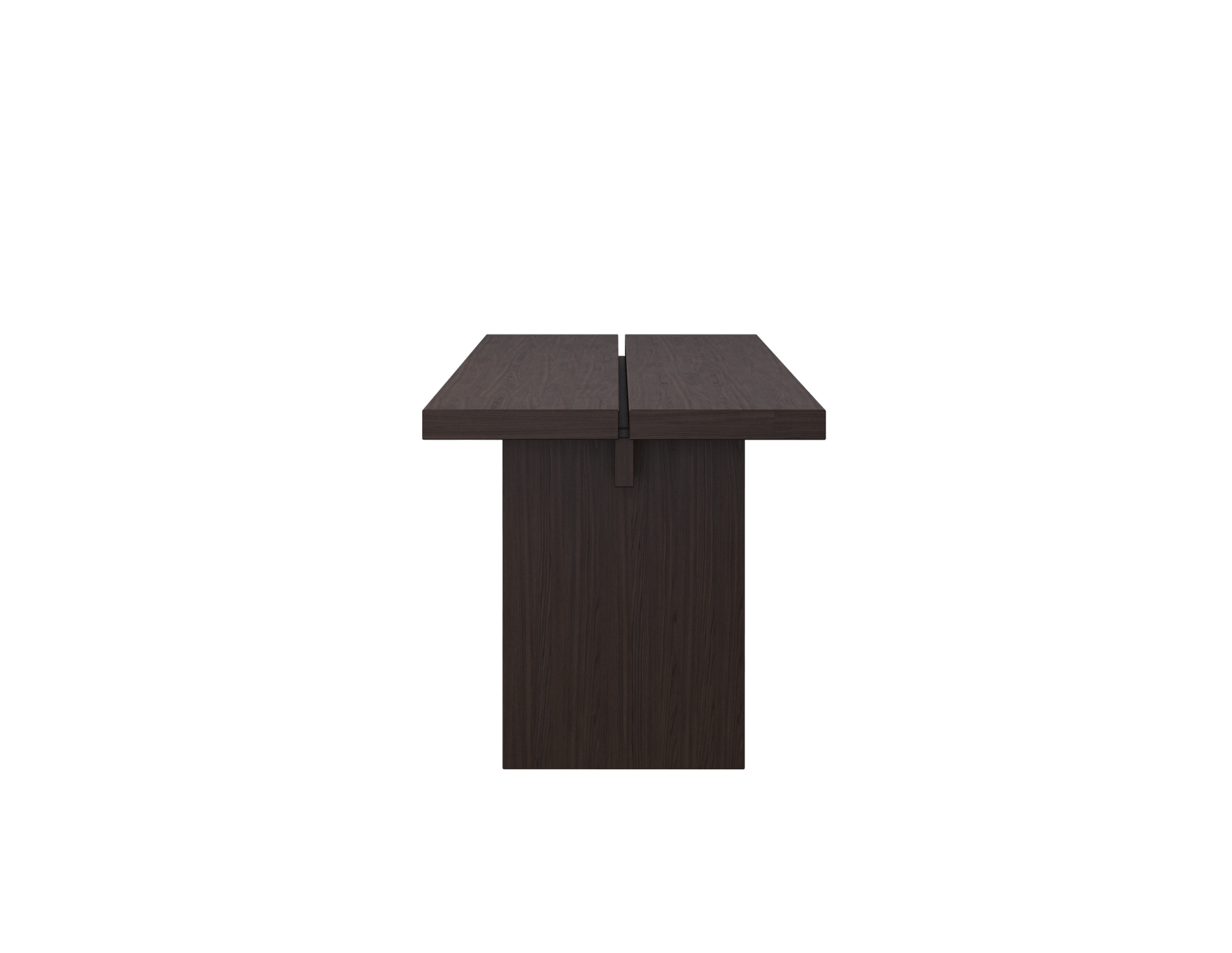 Walnut KANJI rectangular dining table measuring 160 cm by 4 cm, showcasing a sleek, modern design with a smooth wooden surface.
