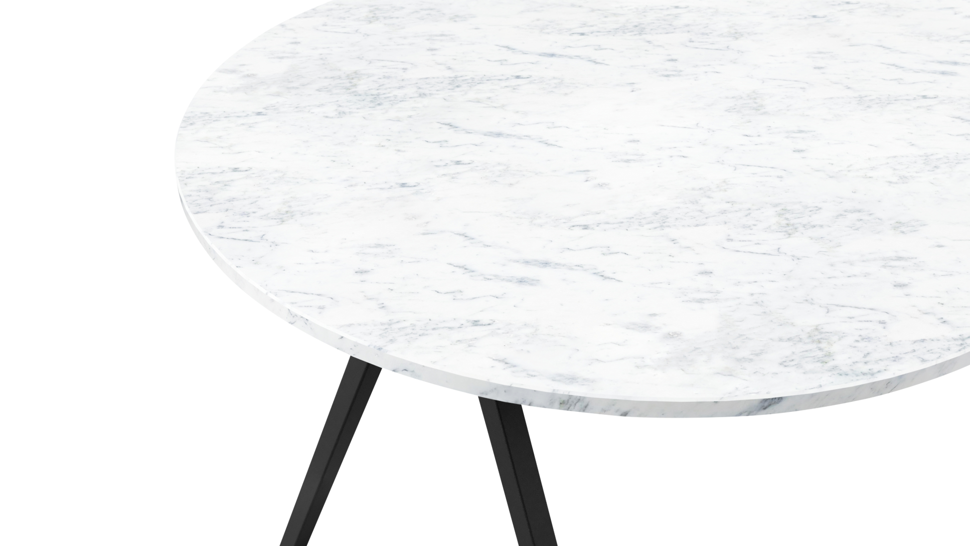 Bianco Carrara white marble half oval dining table with V-frame base, glossy finish, 160 x 80 cm, modern My Store furniture.
