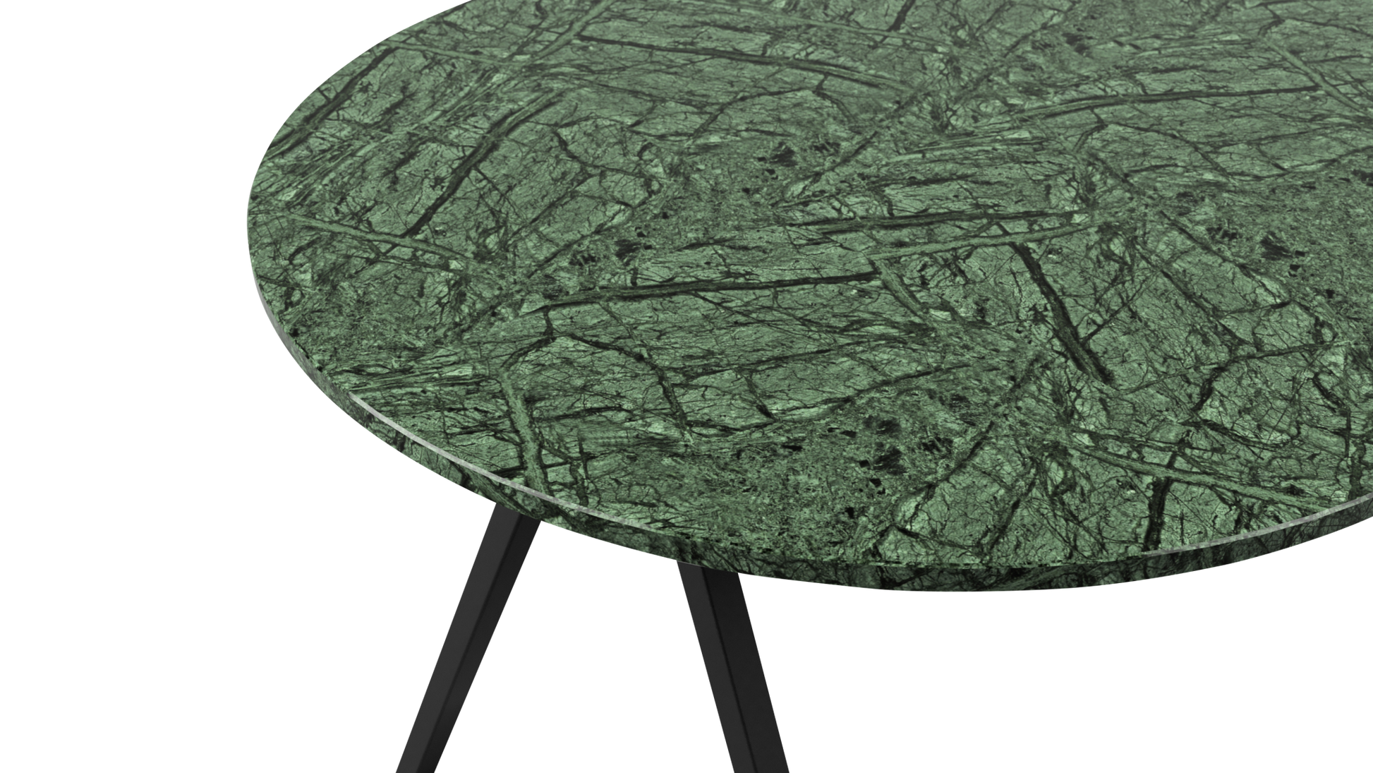 Glossy half-oval India Green marble dining table with V-frame base, 160x80 cm, stylish modern design for dining rooms
