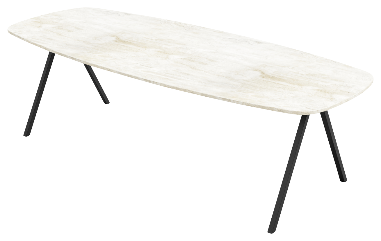 Celio Travertine V-legged dining table by My Store with a sleek rectangular surface and modern design.