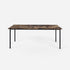 Rectangular marble dining table with dark Emperador brown finish, glossy surface, four legs, ideal for modern dining rooms.