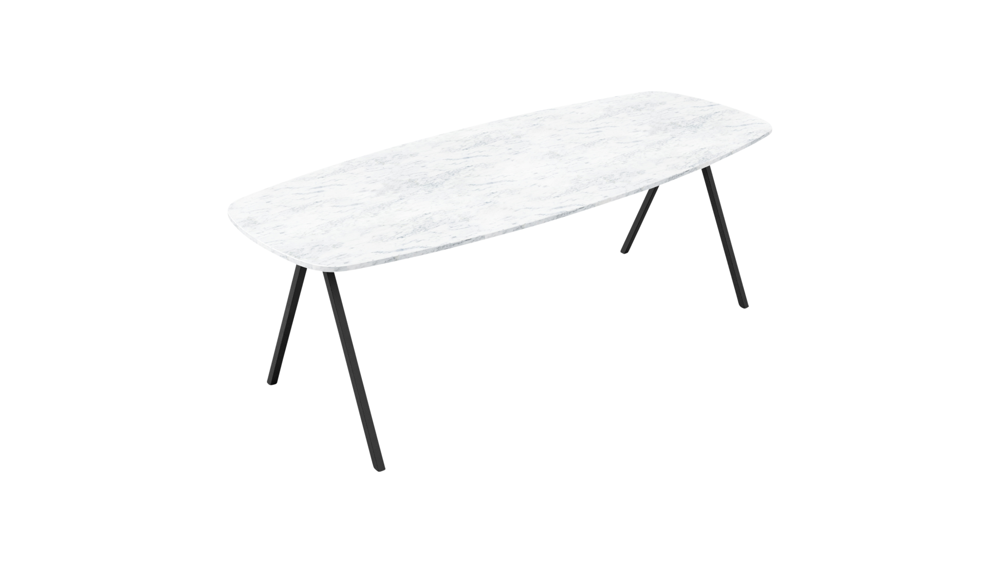 Celio Marble Dining Table by My Store with Bianco Carrara White marble top and V-frame design, glossy finish.