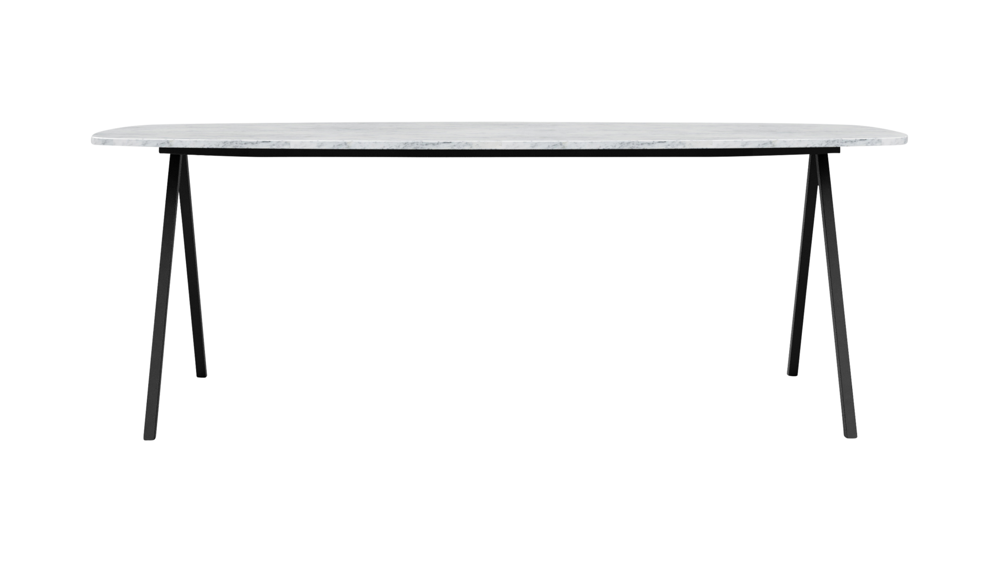 Celio Marble Dining Table by My Store with Bianco Carrara White marble top and V-frame base, glossy finish, 160x90 cm.