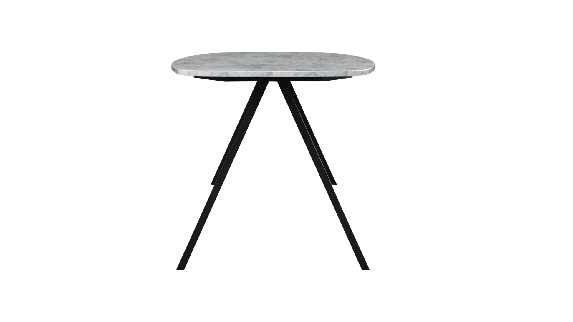 Celio Marble Dining Table by My Store with Bianco Carrara white marble surface and V-frame base, glossy finish.