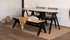 Celio Marble Dining Table by My Store with Bianco Carrara white marble top and V-frame design, glossy finish.