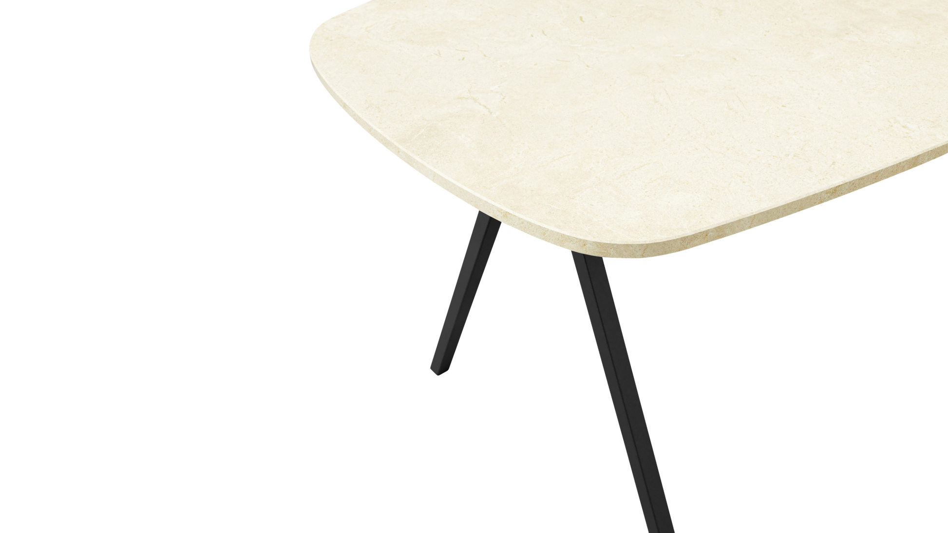 Crema Marfil beige marble dining table with V-frame base, glossy finish, rectangular shape, from Celio collection.
