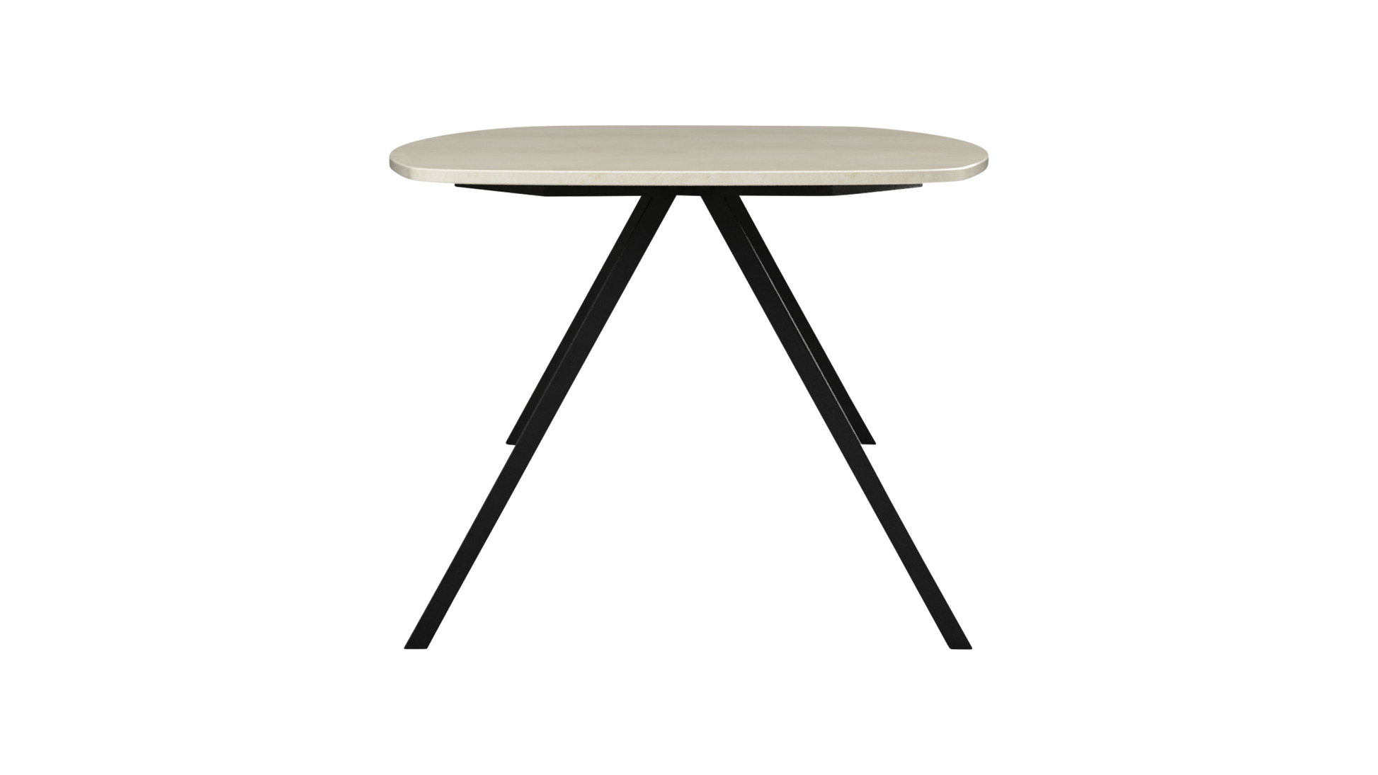 Celio Marble Dining Table in Crema Marfil beige with V-frame design, glossy finish, ideal for modern dining rooms