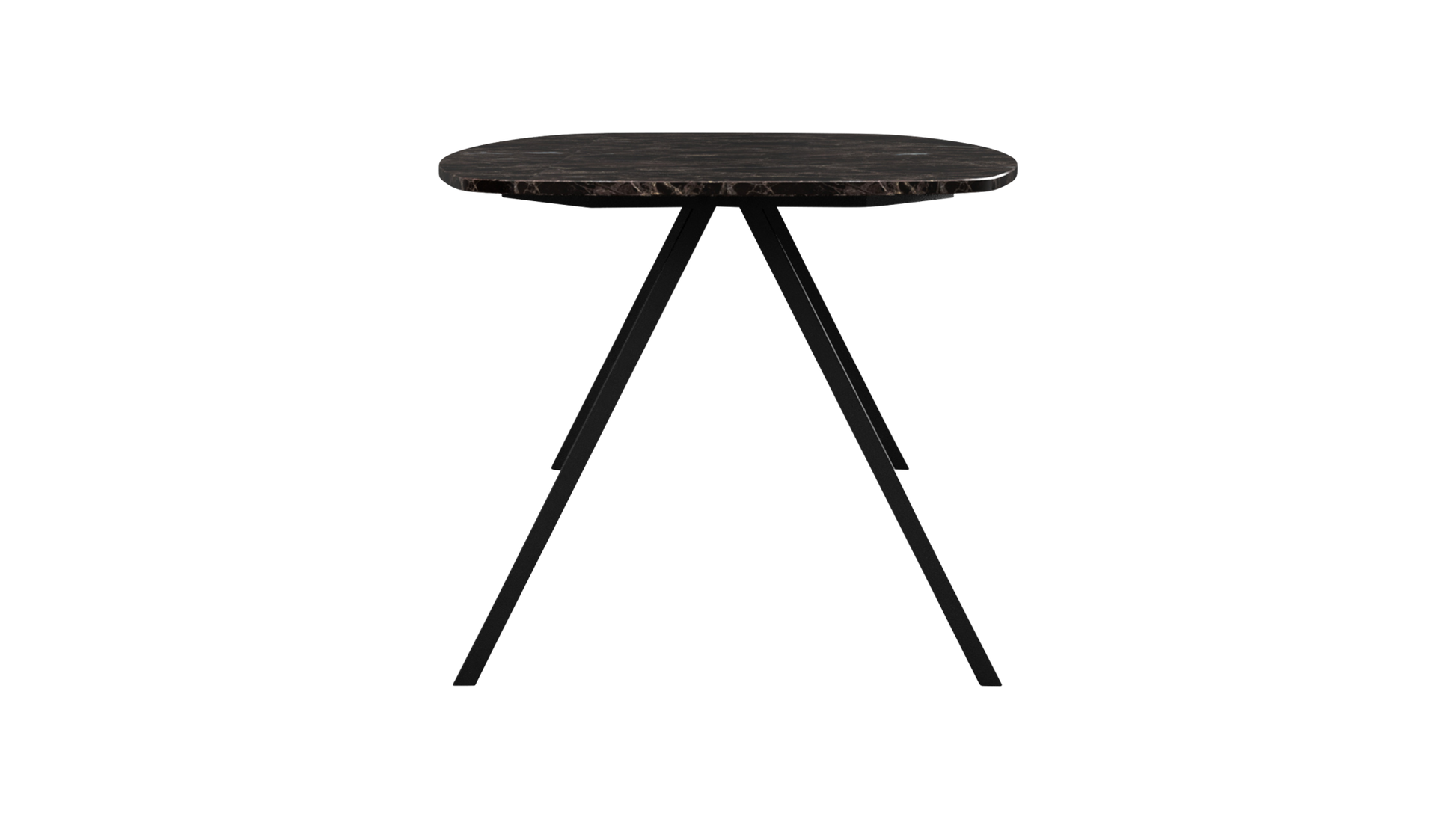 Dark Emperador brown Celio marble dining table with V-frame base, glossy finish, 160x90 cm size, modern and elegant design.