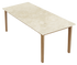 Crema Marfil beige marble rectangular dining table with wooden frame, 180x90 cm, glossy finish, good condition.