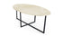 Beige Crema Marfil oval marble dining table with cross-frame base, glossy finish, 160x90 cm, modern design.