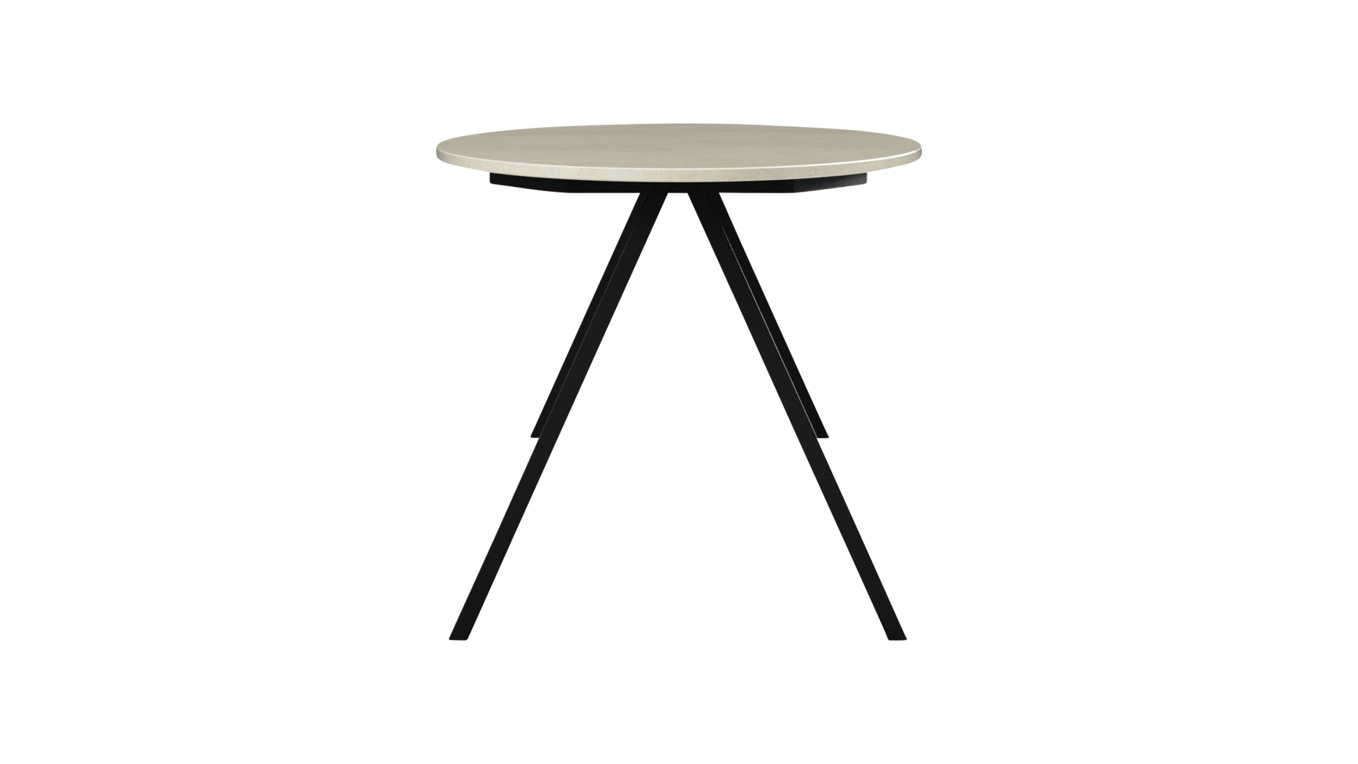 Glossy oval marble dining table in Crema Marfil beige with V-frame base, perfect for elegant dining spaces.