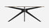 Dark Emperador brown oval marble dining table with arch metal frame, glossy finish, from My Store.