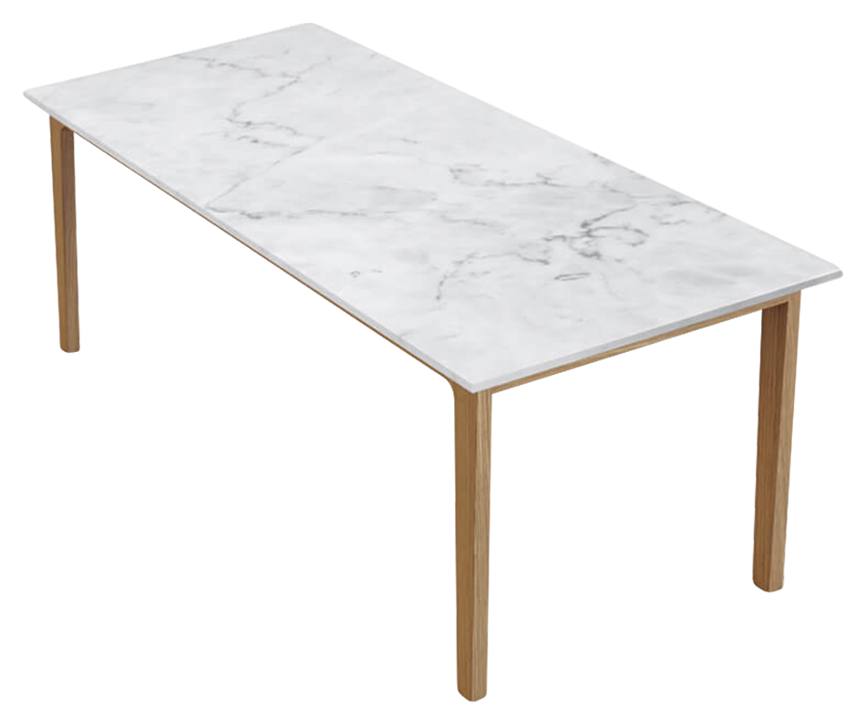 Rectangular Bianco Carrara white marble dining table with wooden frame, glossy finish, 160x90 cm size, by My Store.