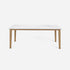 Rectangular Bianco Carrara white marble dining table with a wooden frame, glossy finish, 160x90 cm, from My Store.
