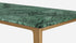 Glossy rectangular marble dining table with India Green marble top and wooden frame, perfect for modern dining rooms.