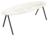 Oval Travertine Dining Table with V-shaped legs, showcasing smooth stone surface and modern design for stylish dining spaces.