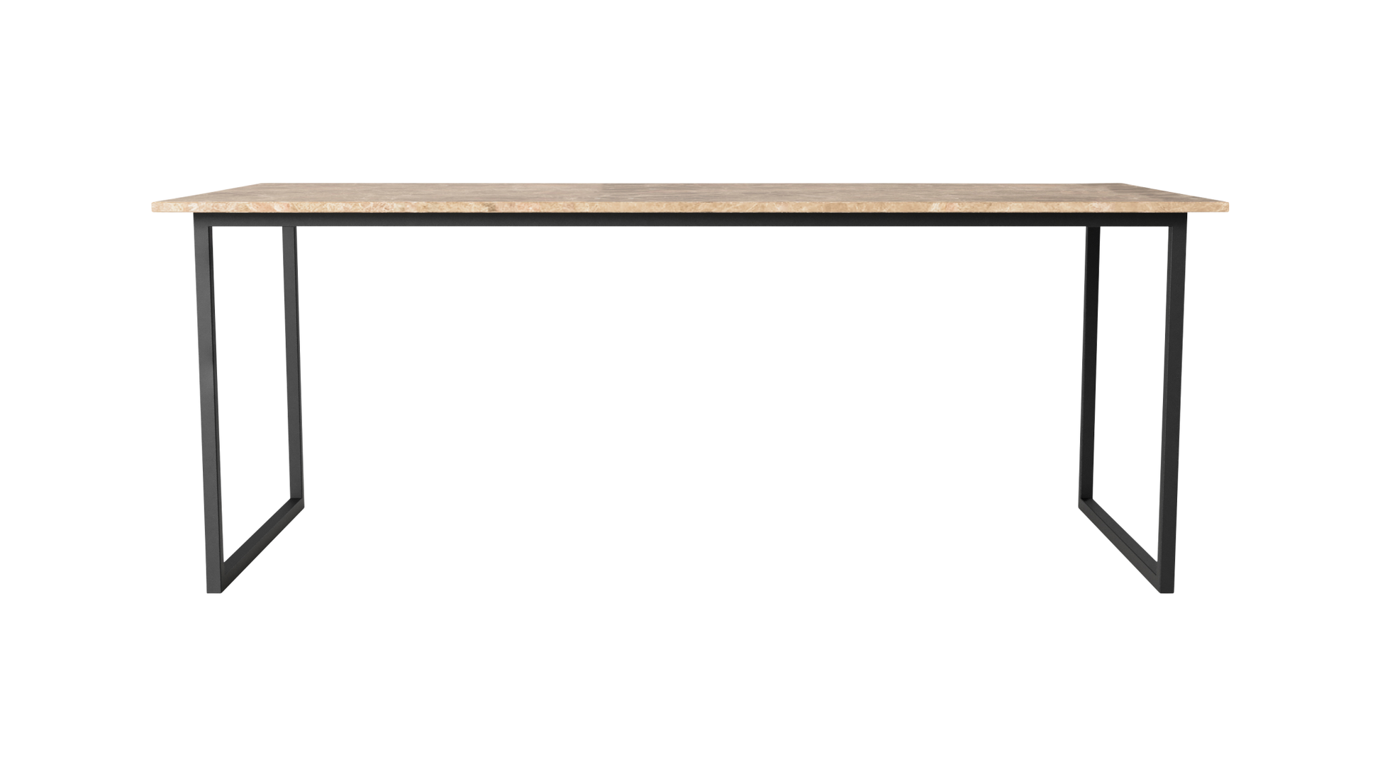 Rectangular Light Emperador marble dining table with U-frame base, perfect for modern dining rooms.