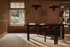 Rectangular dining table by My Store in black oak finish, with minor scratches and chipped corners, 180 cm by 90 cm.