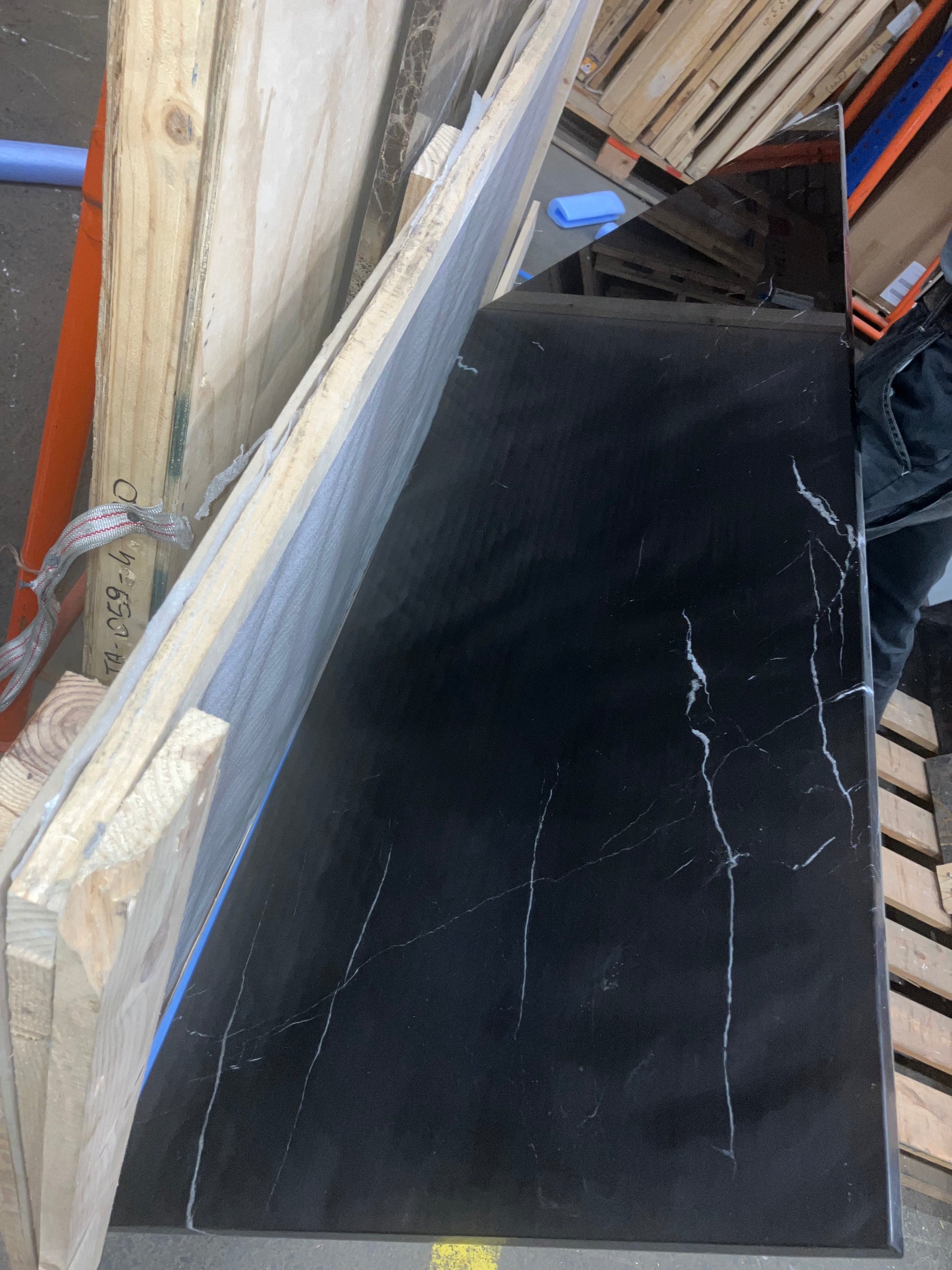 Rectangular Nero Marquina black marble dining table with matte finish and U-frame design, 180x80 cm, from My Store.