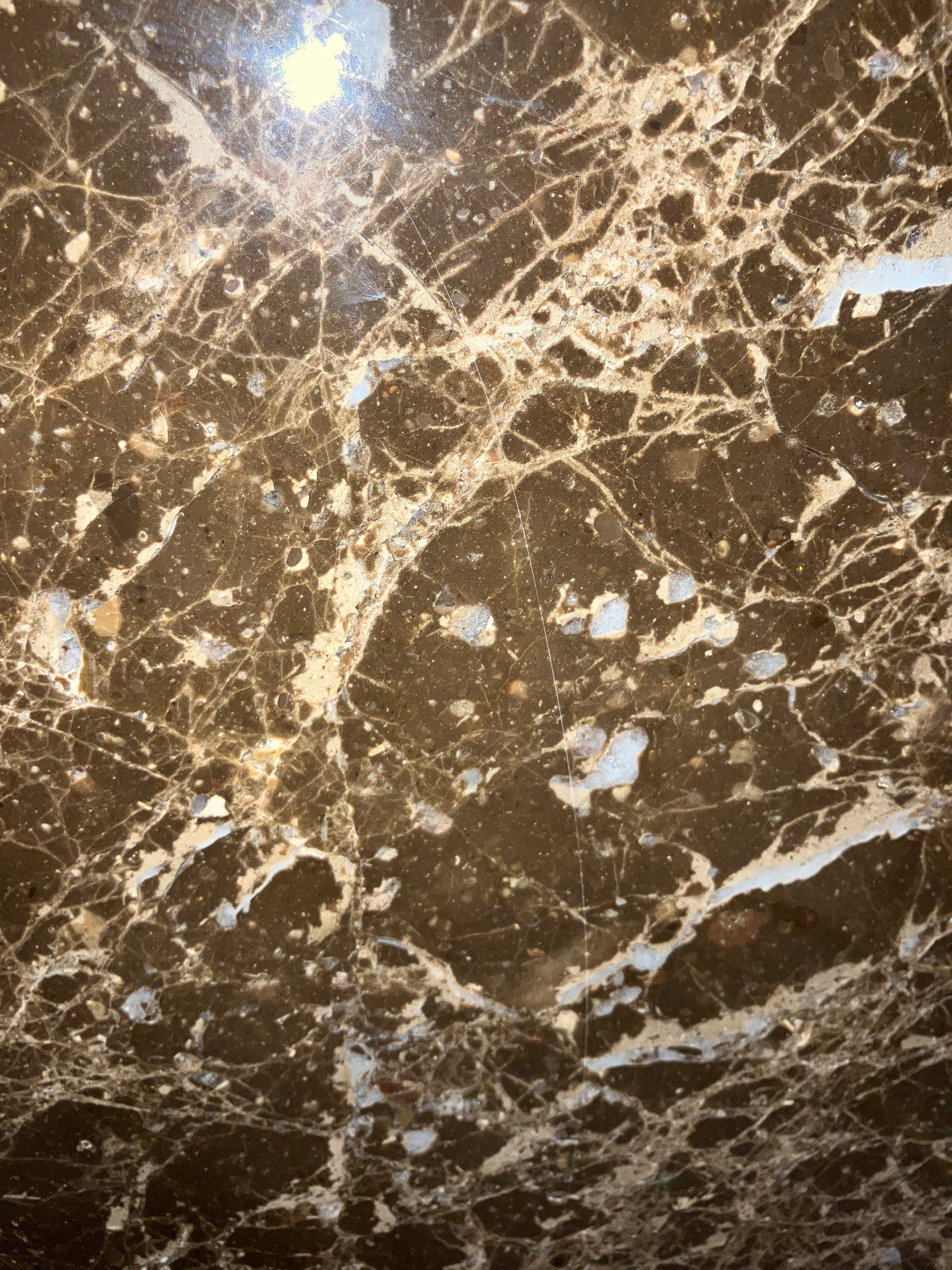 Rectangular Dark Emperador Brown marble dining table with four legs, matte finish, light scratches, 180x90 cm from My Store