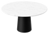 Flow oval dining table by My Store with travertine marble surface and black cylindrical base, 180x90 cm matte finish.