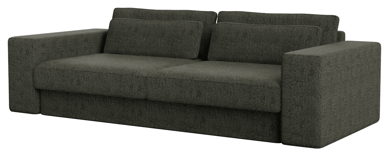 Forest green MINATO 5-seater sofa by My Store featuring plush fabric and modern design, shown with comfortable cushions.