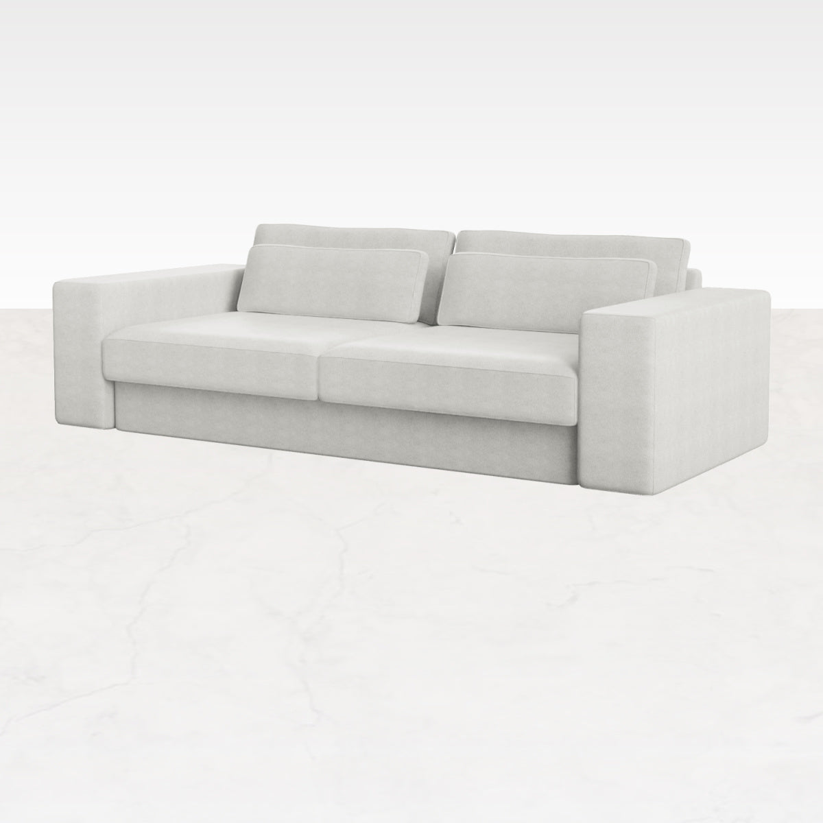 Off-white MINATO 5-seater sofa with plush cushions, modern design, and wooden legs, perfect for contemporary living rooms.