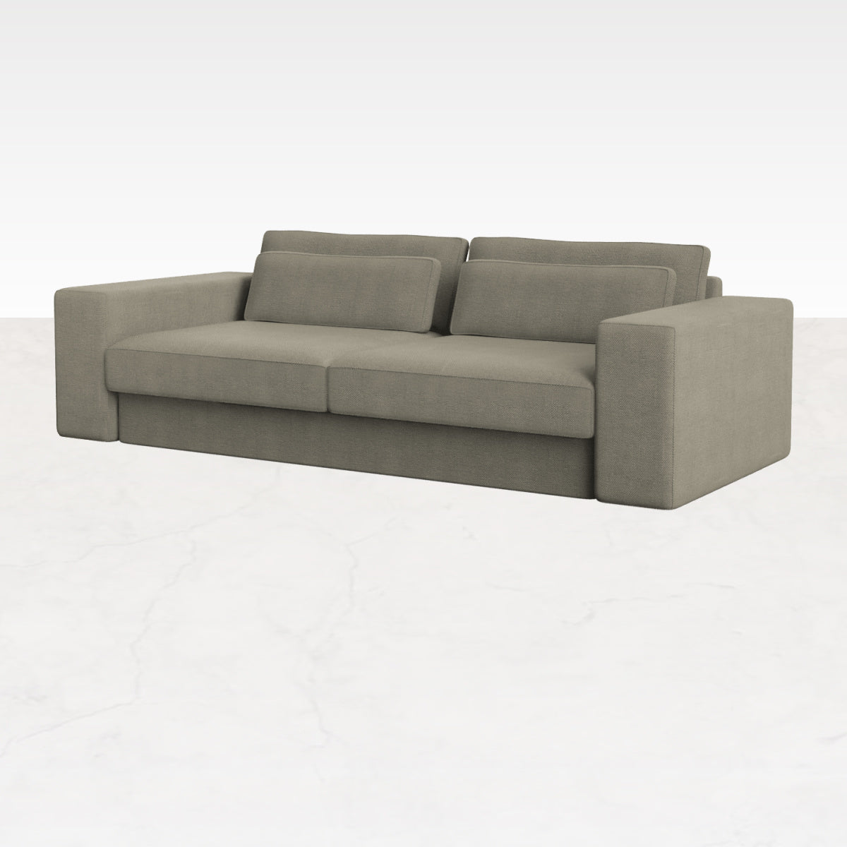 Smokey taupe MINATO sofa by Phoebe in a modern 5-seater design with plush cushions and sleek fabric upholstery.
