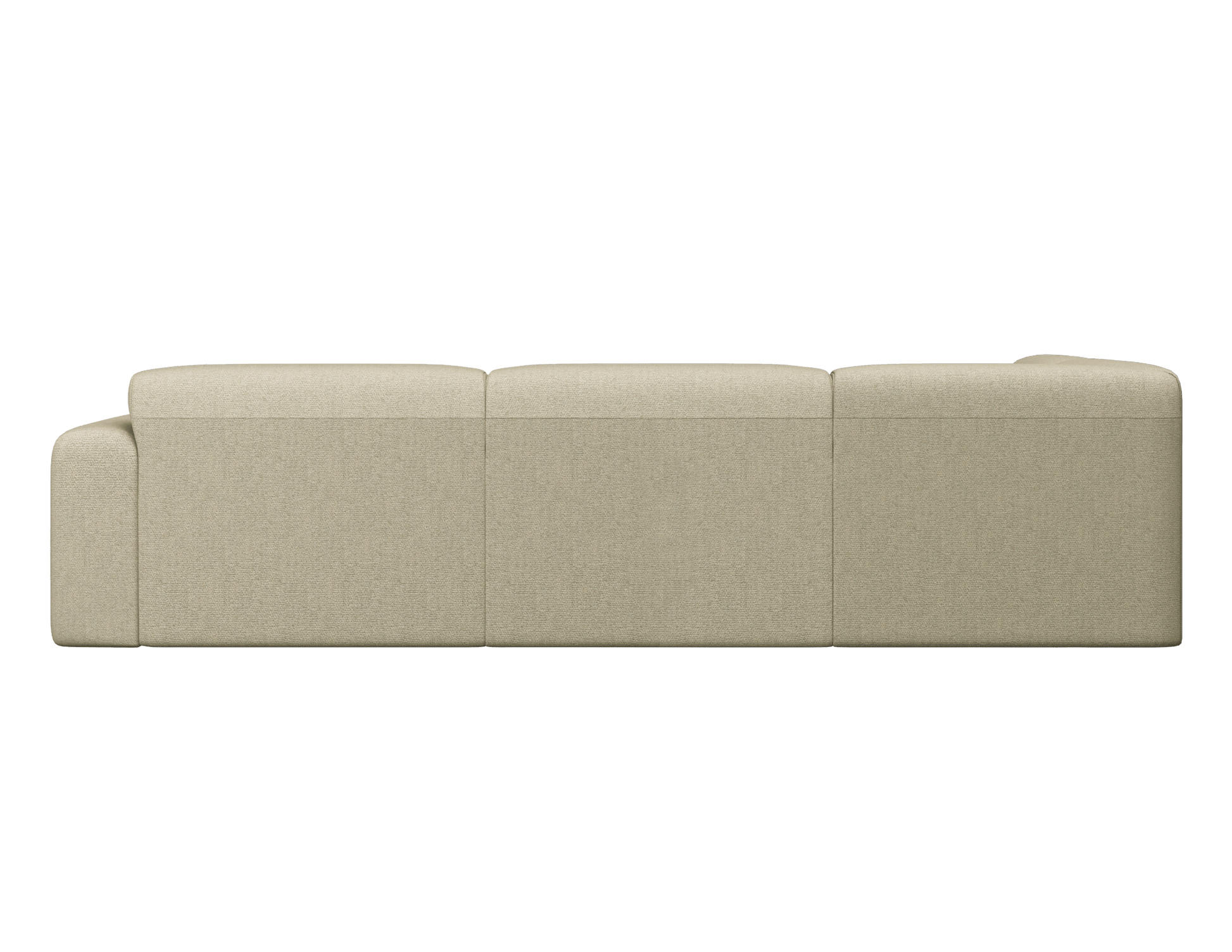Left corner view of the NOLLIE Monza 00 Ivory sofa, a stylish two-seater corner sofa by My Store in elegant ivory fabric.