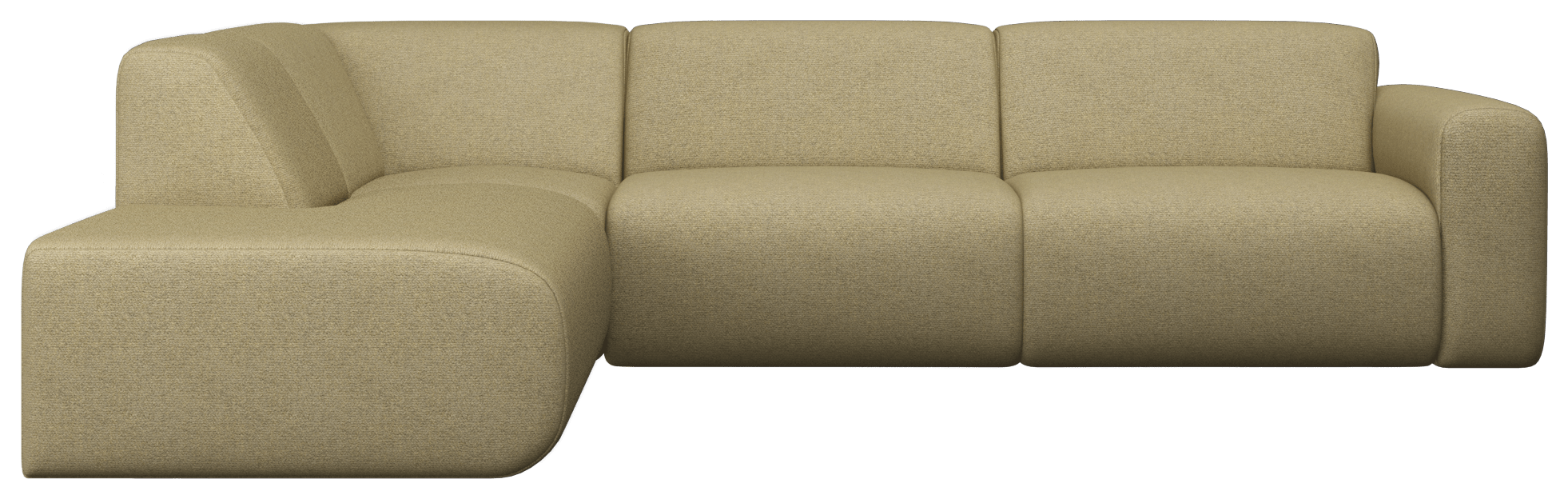 Left corner view of the beige NOLLIE Monza 06 sofa, a stylish two-seater corner sofa by My Store.