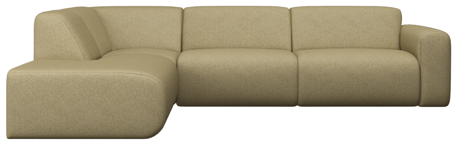 Left corner view of the beige NOLLIE Monza 06 sofa, a stylish two-seater corner sofa by My Store.