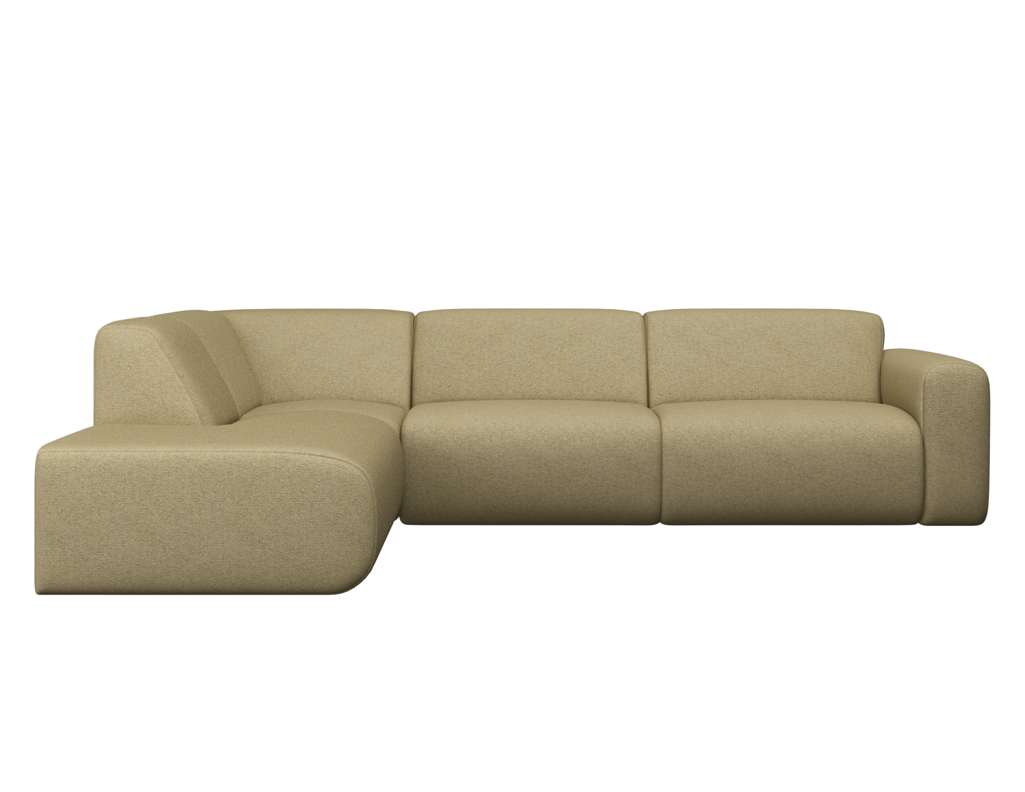 Left corner view of the NOLLIE Monza 06 beige sofa, a stylish two-seater corner sofa by My Store.