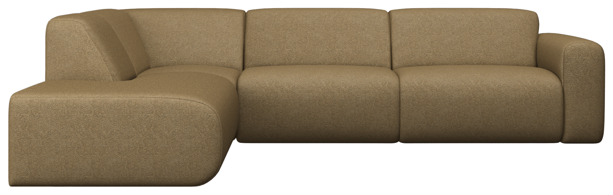 NOLLIE Monza 07 Earth corner sofa left in fabric, featuring plush cushions and a modern design for living room comfort.