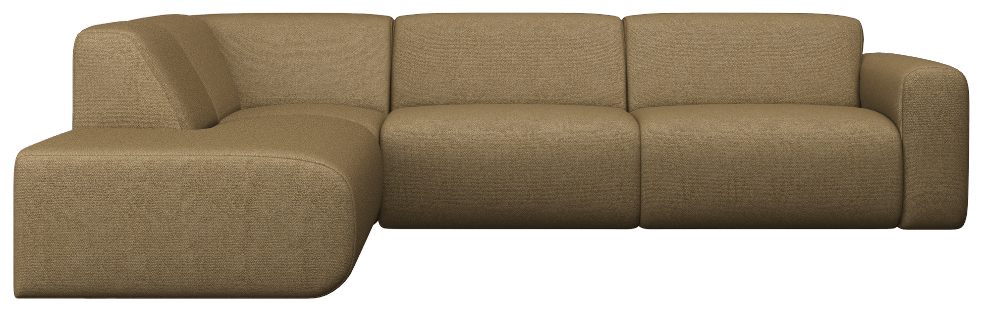 NOLLIE Monza 07 Earth corner sofa left in fabric, featuring plush cushions and a modern design for living room comfort.