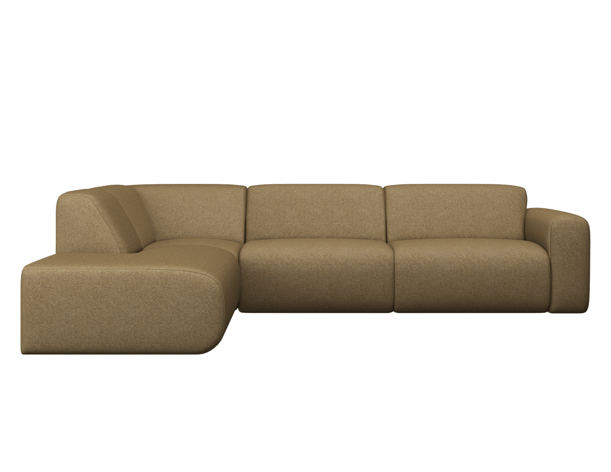 NOLLIE Monza 07 Earth corner sofa left in natural fabric, two-seater with plush cushions, modern living room furniture.