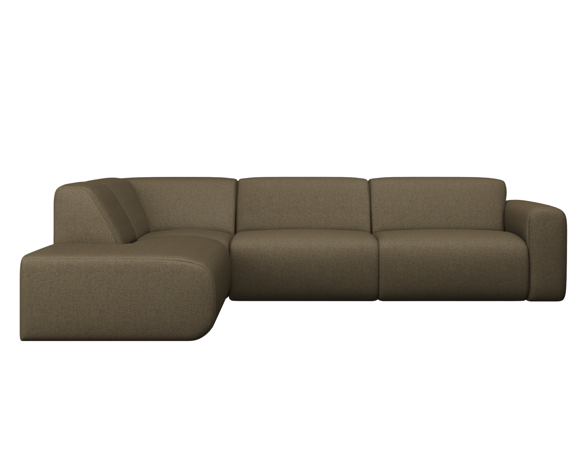 Left corner view of the NOLLIE Monza 97 Clay sofa, a stylish two-seater corner sofa by My Store in clay fabric.