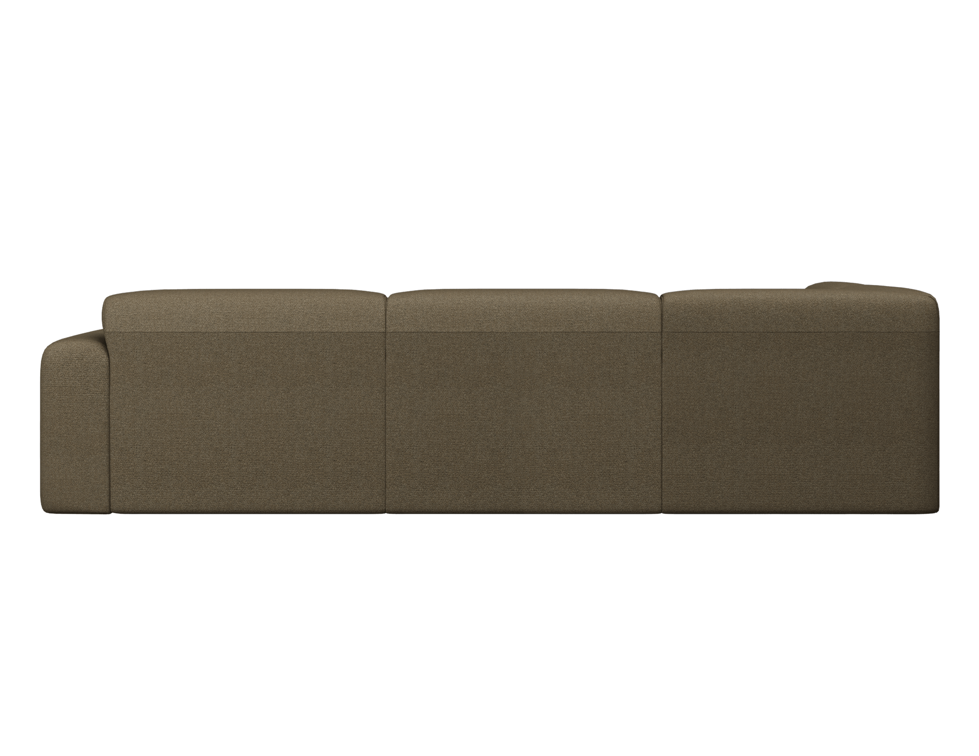 Left corner view of NOLLIE Monza 97 Clay sofa, a stylish two-seater corner sofa by My Store in clay fabric.
