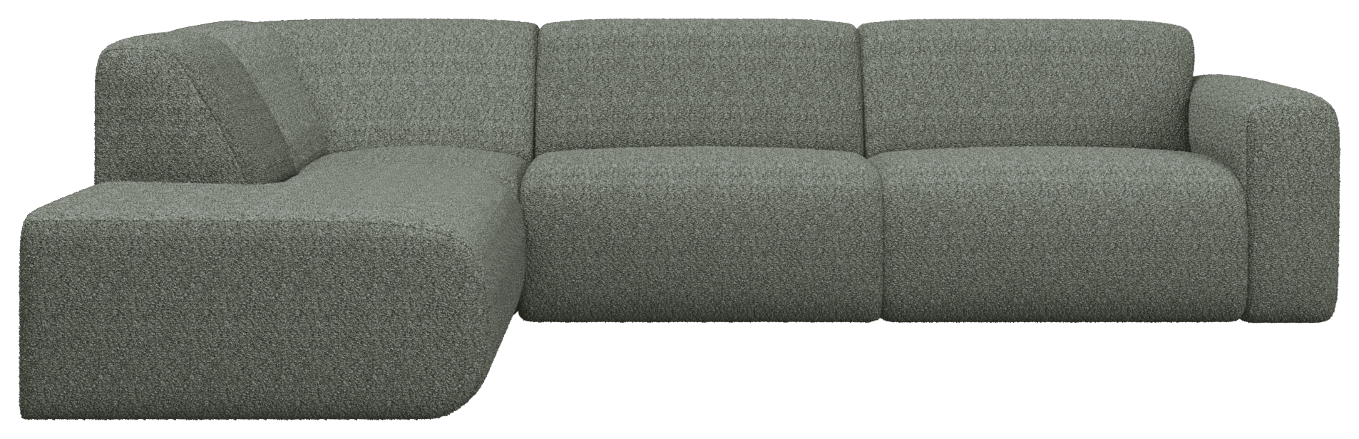 Grey NOLLIE Teddy 03 corner sofa from My Store, left-facing plush fabric sofa for living room seating.