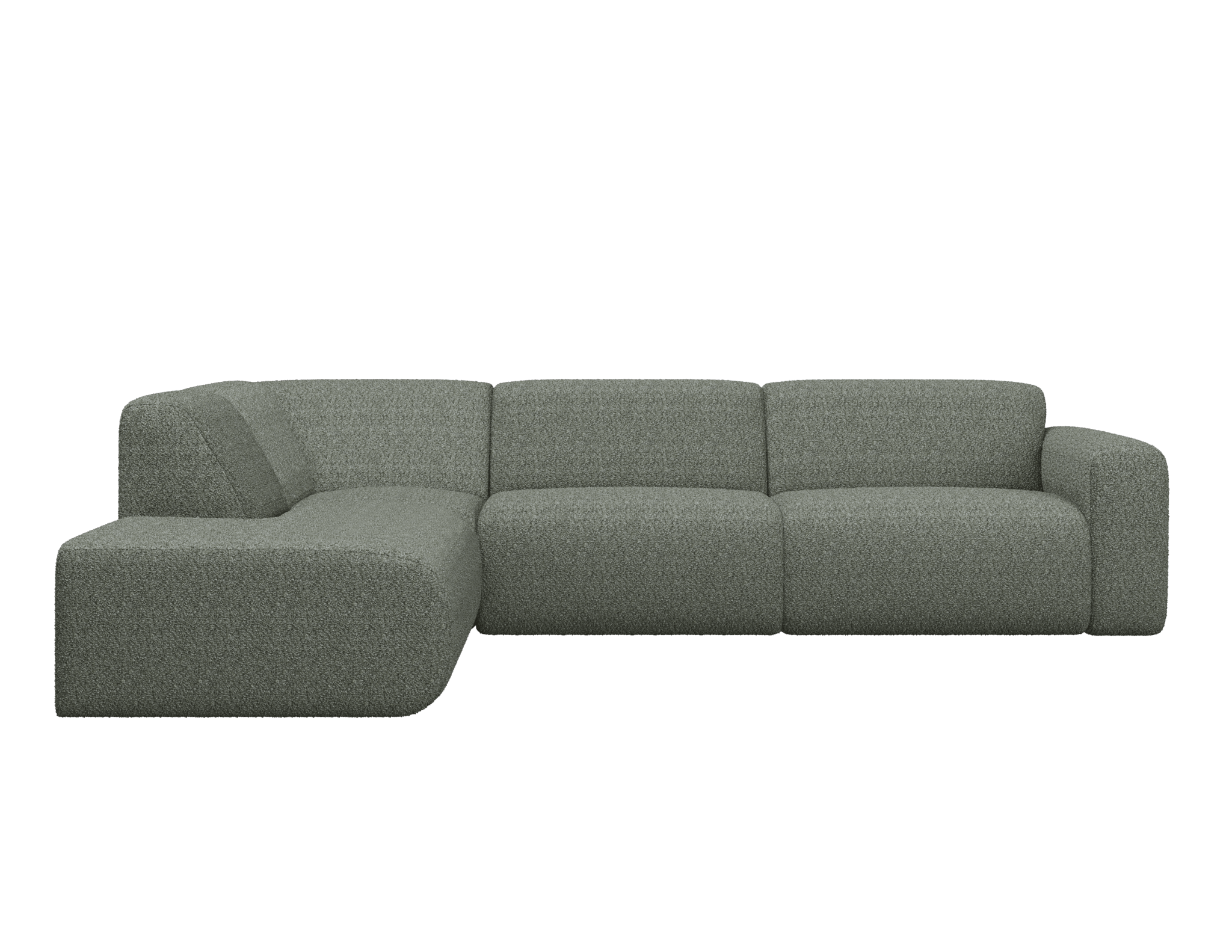 Grey NOLLIE Teddy 03 corner sofa by My Store, showing the left side with plush fabric and modern design.