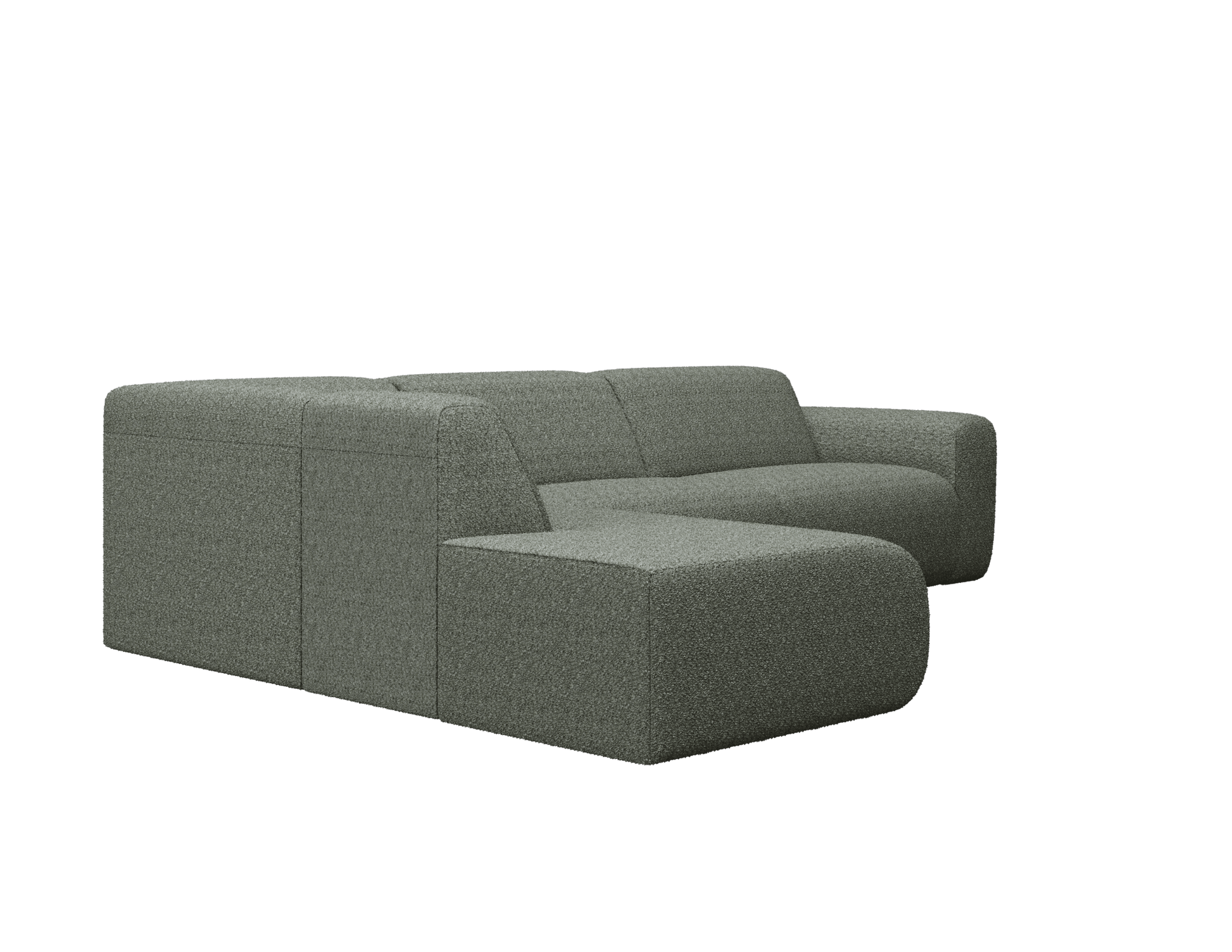 Grey NOLLIE Teddy 03 corner sofa from My Store, left-facing 2-seater sectional with plush fabric and modern design.