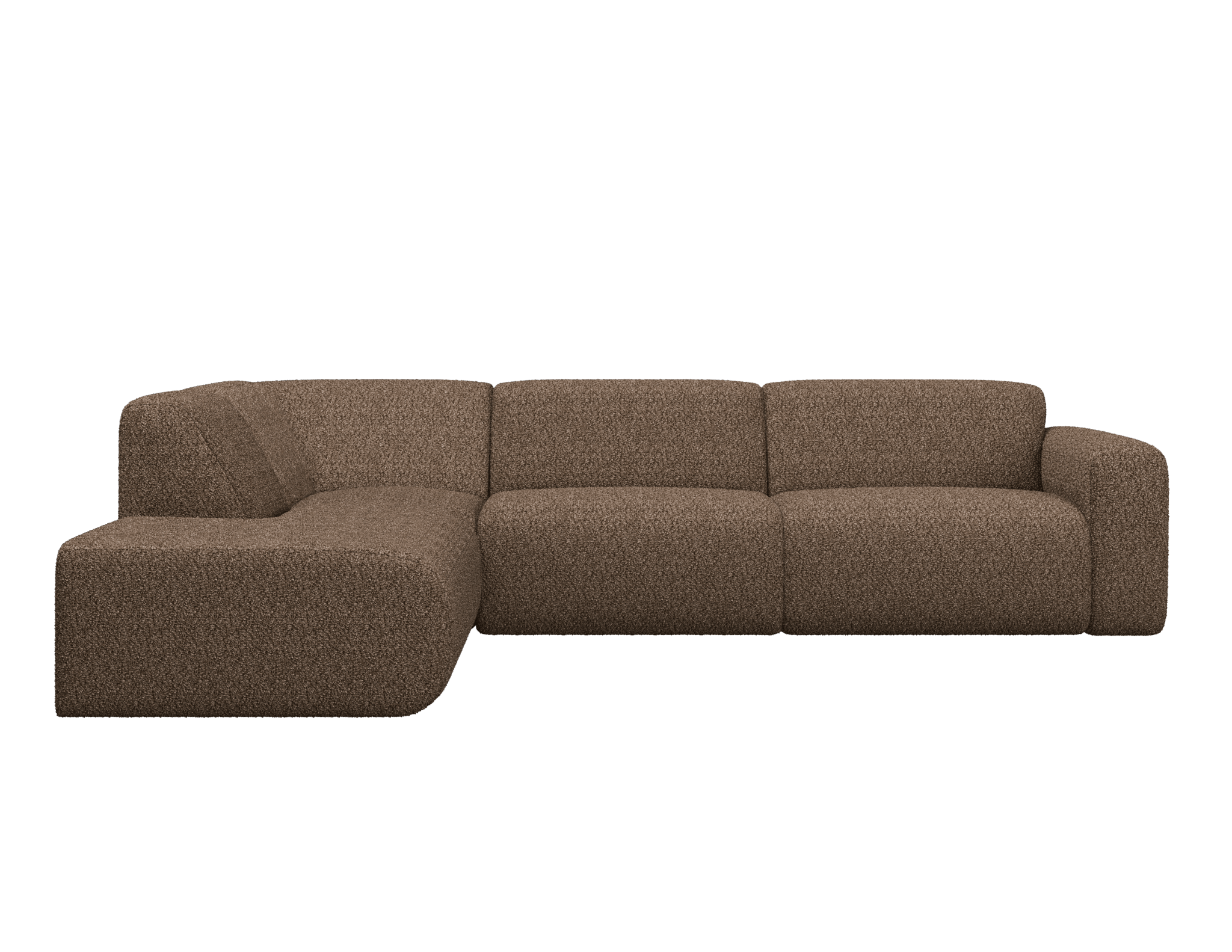 Brown NOLLIE Teddy 04 corner sofa from My Store, showing the left side, plush fabric, and modern design for comfortable seating.