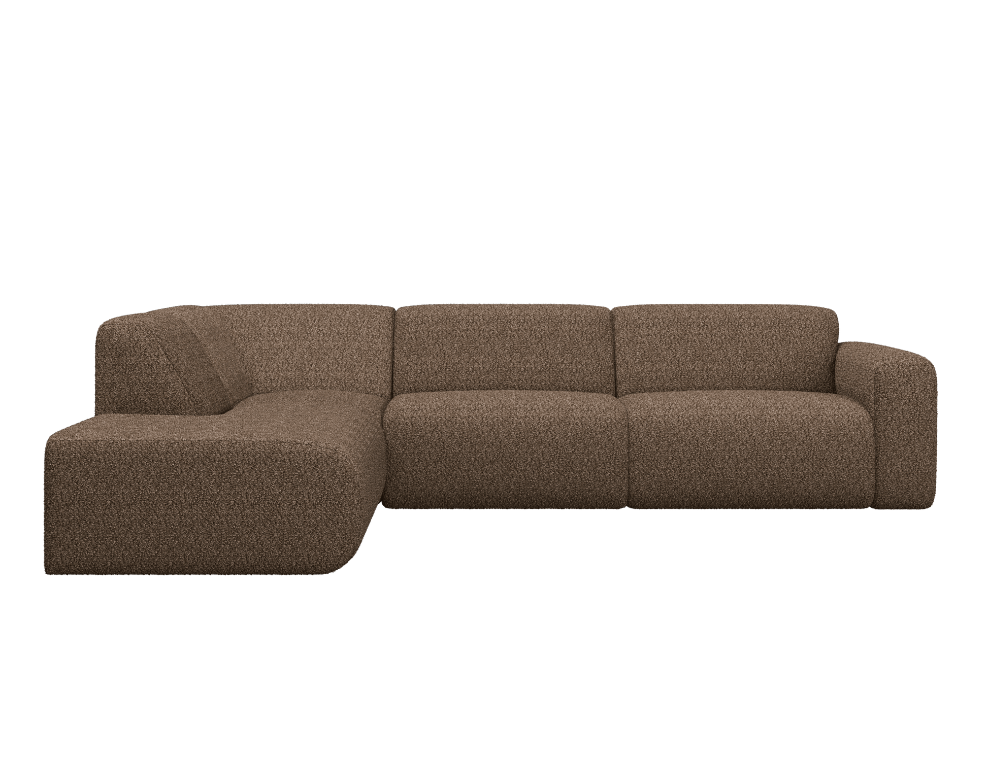 Brown NOLLIE Teddy 04 corner sofa from My Store, showing the left side, plush fabric, and modern design for comfortable seating.