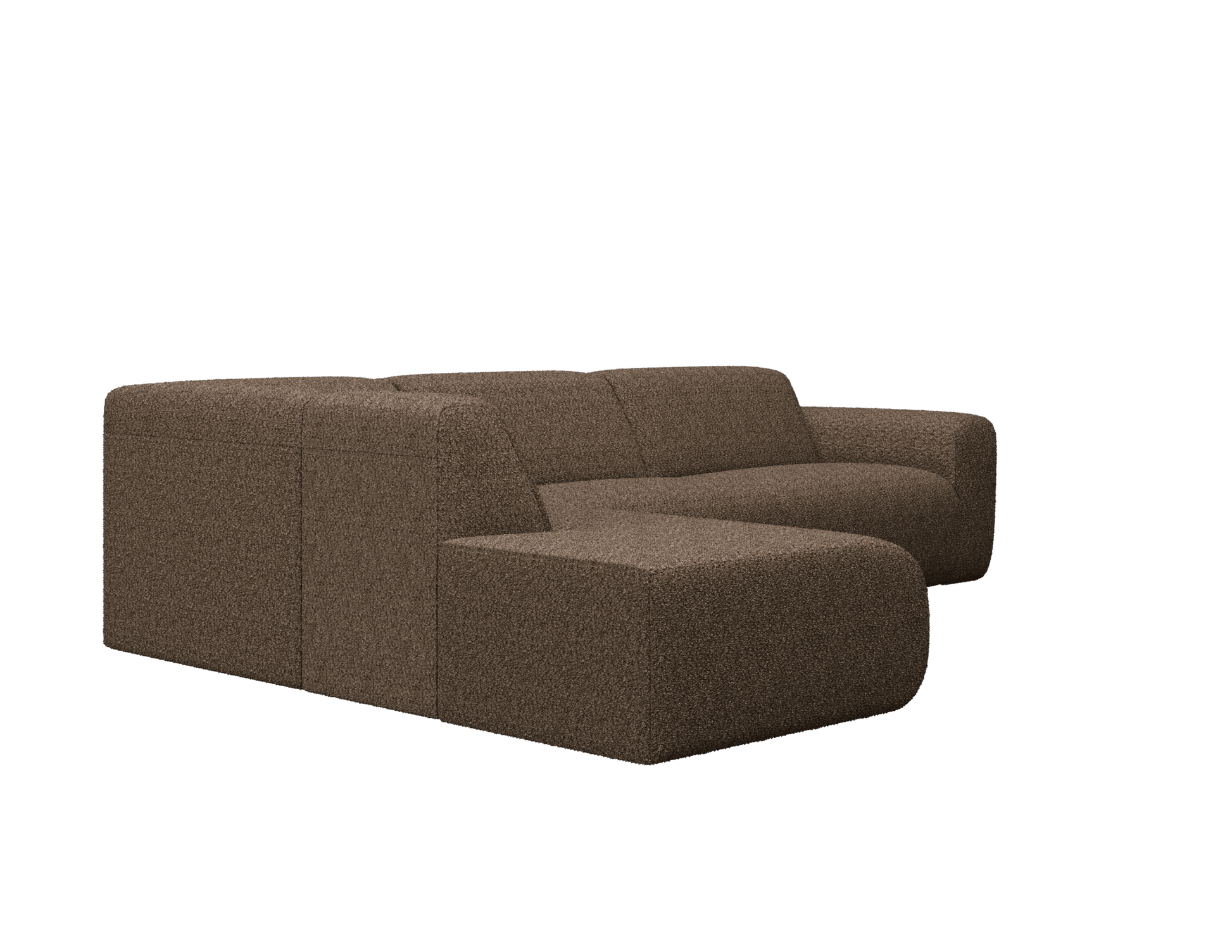 Brown NOLLIE Teddy 04 corner sofa from My Store, left-facing sectional with plush fabric and contemporary design.