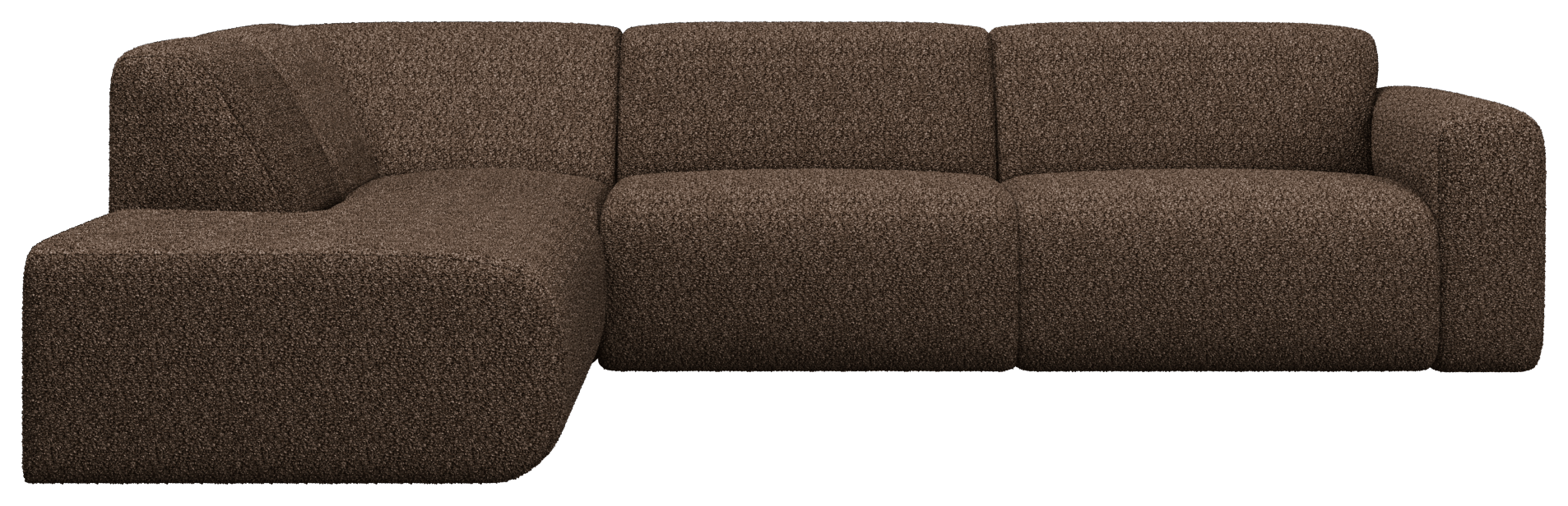 Chocolate NOLLIE Teddy 09 corner sofa by My Store, featuring a left-facing design and plush fabric for cozy seating.