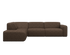 Chocolate brown NOLLIE Teddy 09 corner sofa by My Store, left-facing 2-seater sectional with plush fabric.