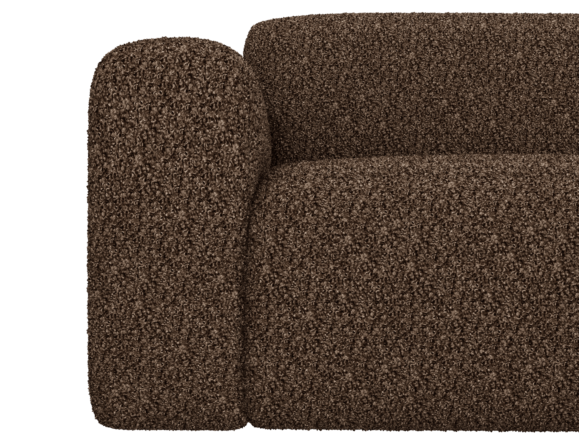 Chocolate brown NOLLIE Teddy 09 corner sofa from My Store, left-facing 2-seater sectional with plush fabric and modern design.