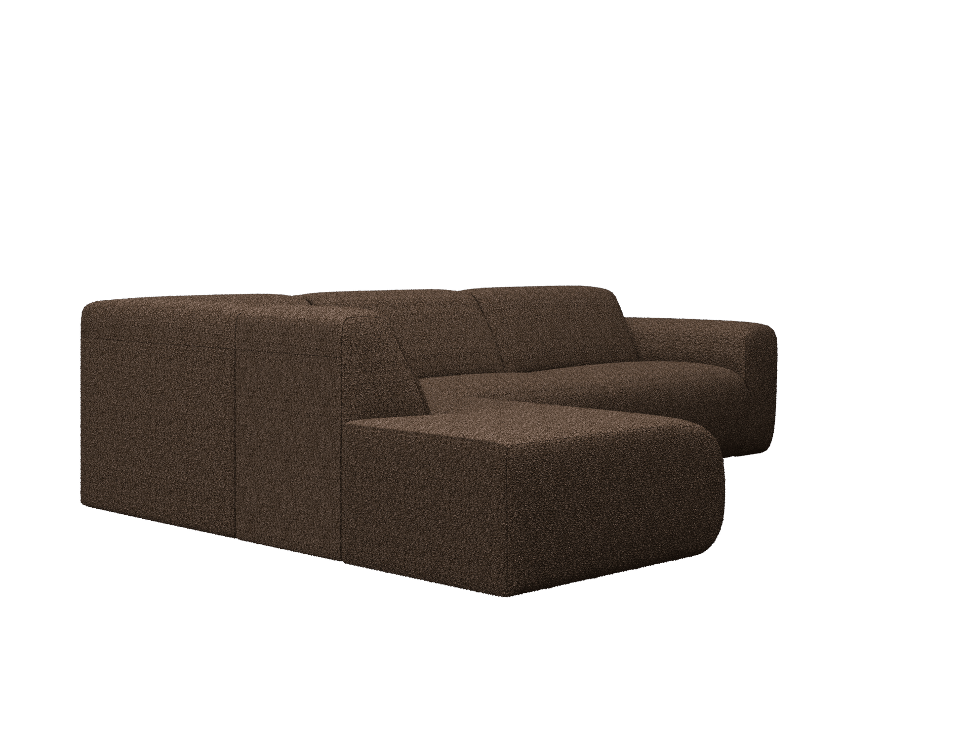 Chocolate brown NOLLIE Teddy 09 corner sofa from My Store, left-facing 2-seater with plush fabric and modern design.