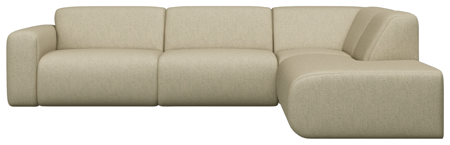 Ivory NOLLIE Monza 00 corner sofa from My Store, right-facing 2-seater with plush fabric and modern design.